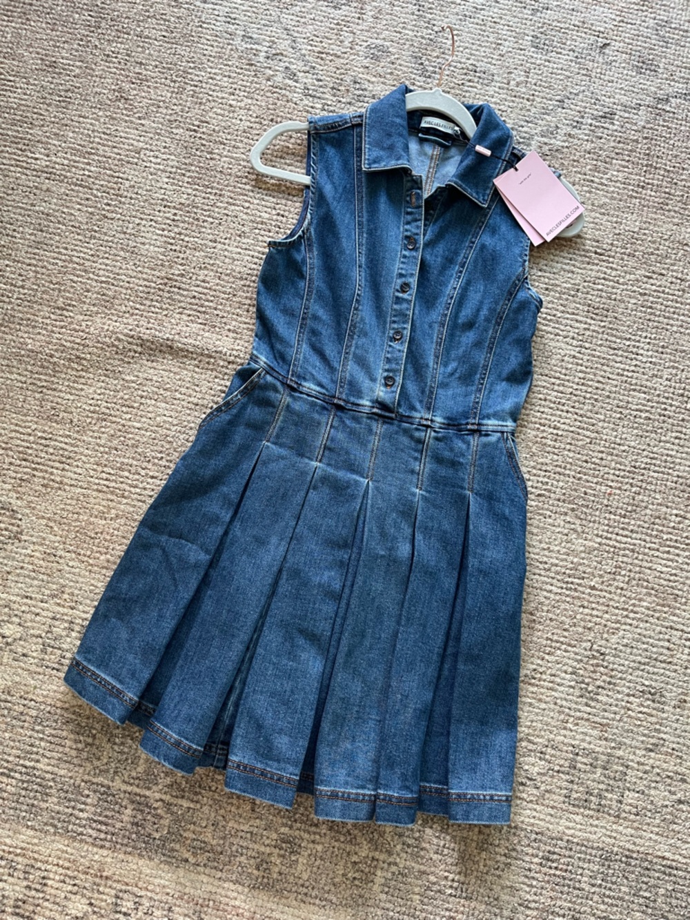 NWT Reformation Arella Denim Pleated Mini Dress - Picture 6 of 6